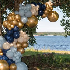 Ballongbåge Blå-Guld-Beige Lyx