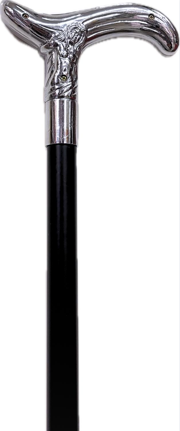 Promenadkäpp med kromat handtag