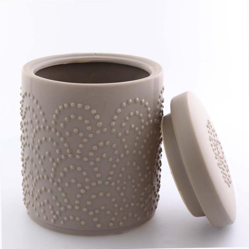 förvaringsburk med lock 16x16cm grå