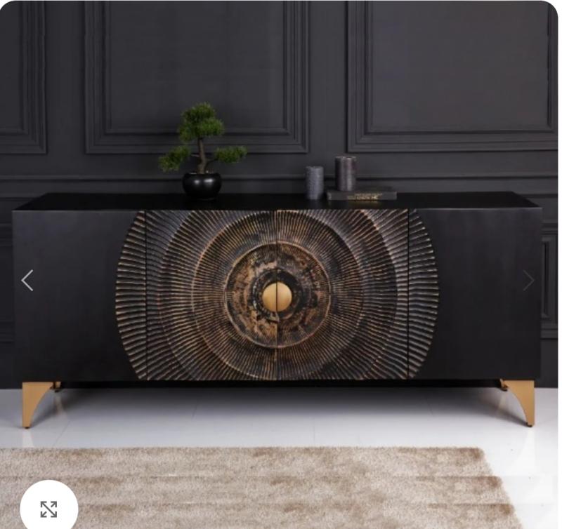 GOLDEN SUNSET HANDCRAFTED BLACK WOODEN SIDEBOARD