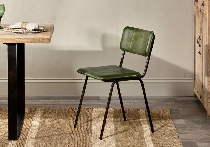 Leather Dining Chair  Rich Green