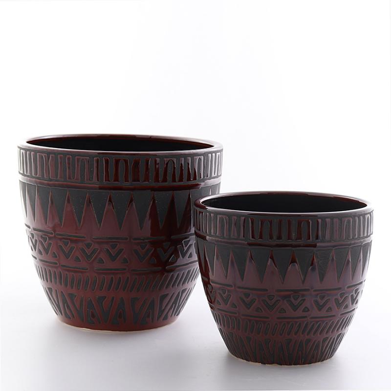 Kruka kairo set/2 stor brun/svart 26x24,20x18cm