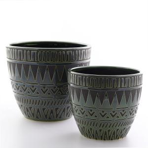 Kruka kairo set/2 stor grön/svart 26x24,20x18cm