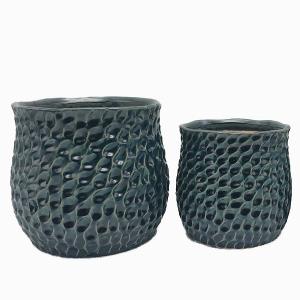 Kruka Bubbles set/2 blå 18x15 15x12cm