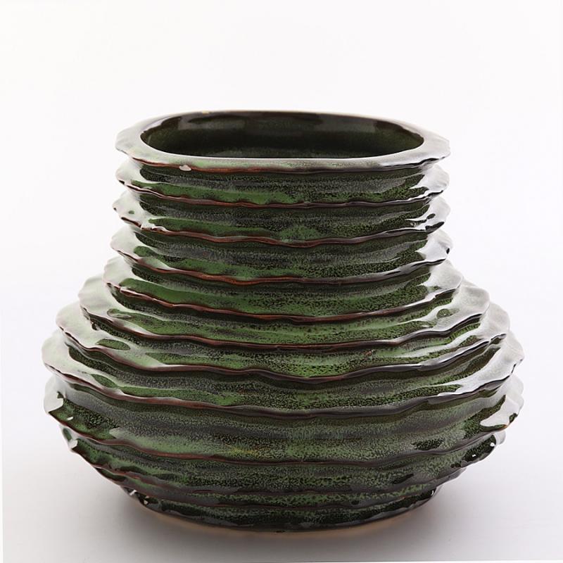 Wavepot medium green 17,5x17,5x13,5cm