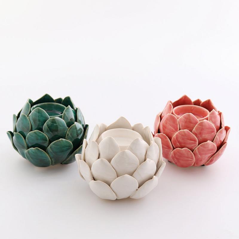 ljuslykta lotus liten v,ljus rosa 10,5x8cm