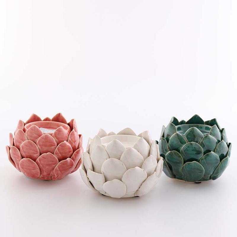 Ljuslykta lotus stor v.ljus grön 12,5x9,5cm