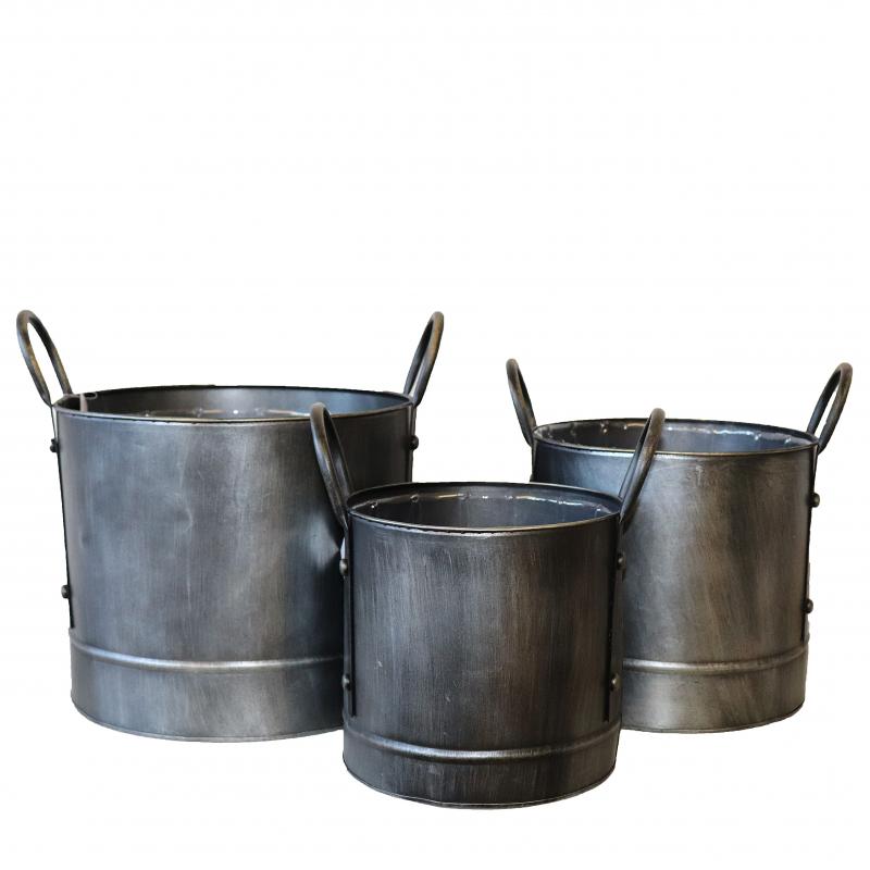 Metallkruka set/3 stor grafit