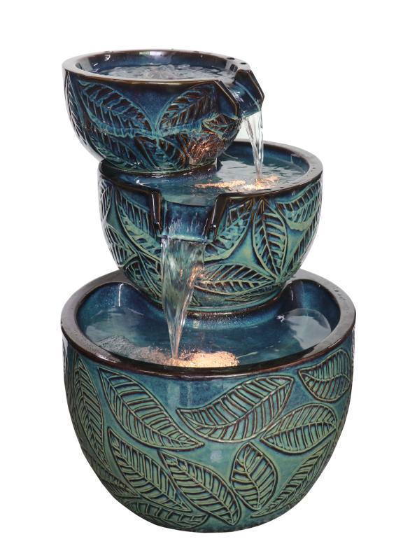 Fontän keramik blå 3 våningar bred