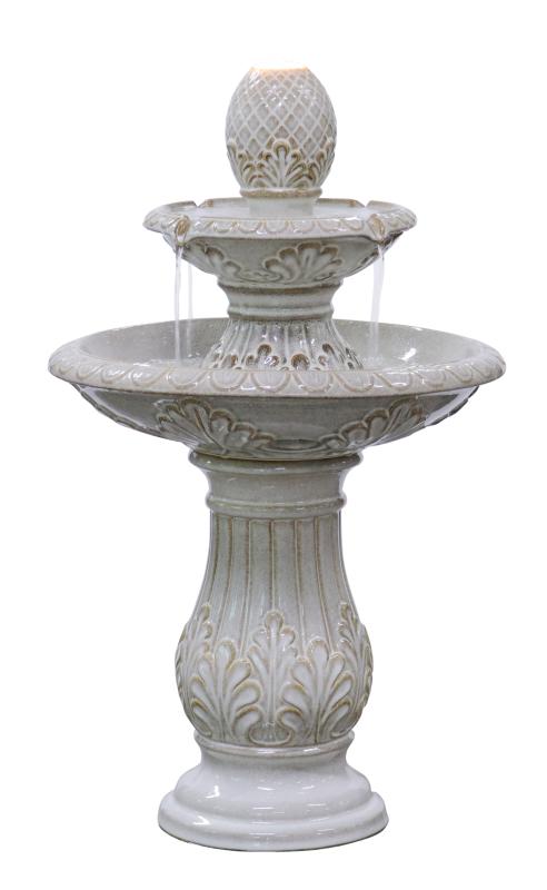 Keramik fontän vit 2 våningar 80 cm