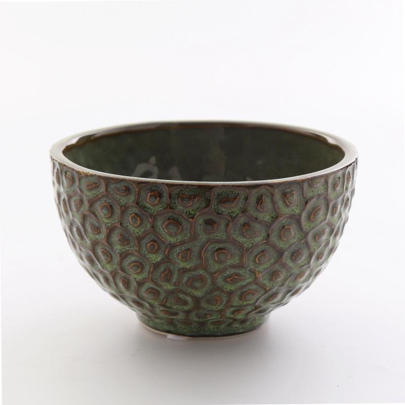 Keramikskål mönstrad grön