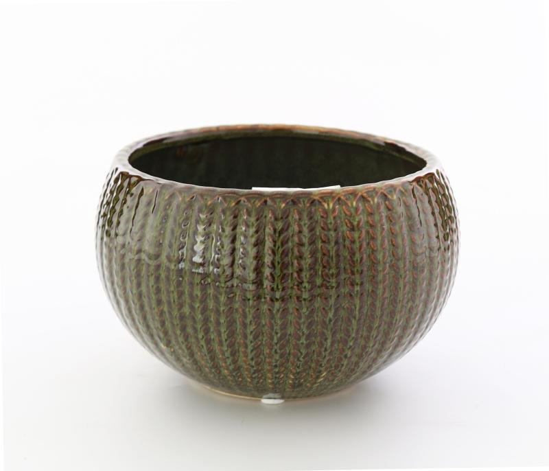 Skål räfflad grön