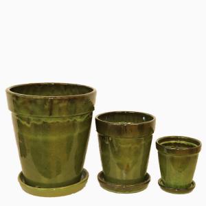 Kruka Vietnam fat set3 greenblack 30x33,22x24,16x17cm