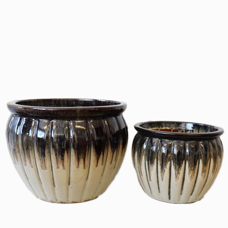 Kruka Vietnam set2 vågig blackcream D42xH33 D31xH26