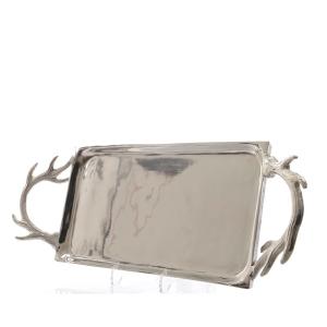 Bricka Horn Antiksilver