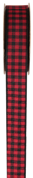 Taftband Skotskruta Röd Svart