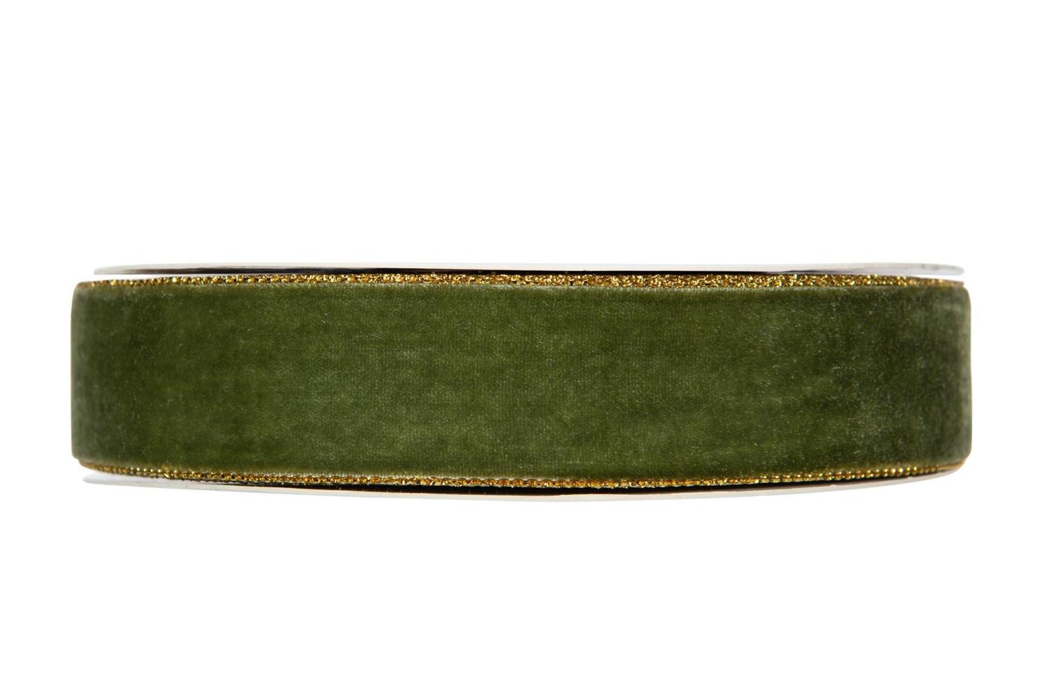Sammetsband Bambi Antikgrön Guld