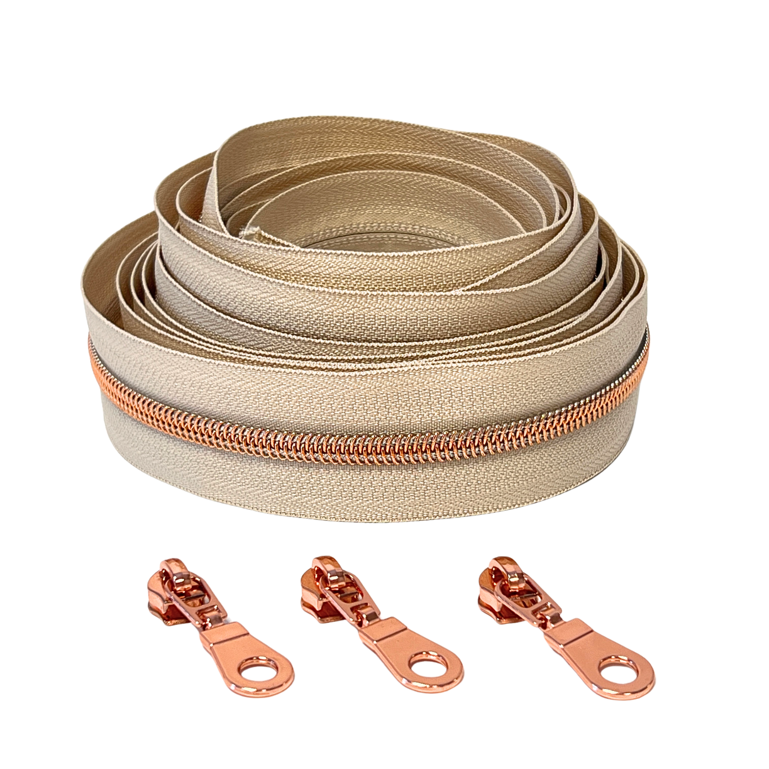 Blixtlås Metallic 6mm Beige Roséguld