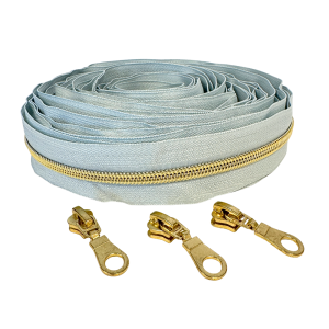 Blixtlås Metallic 6mm Antikblå Guld