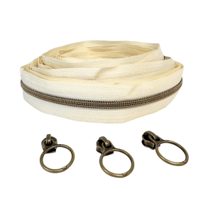Blixtlås Metallic 6mm Creme Antikmässing