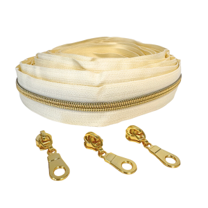 Blixtlås Metallic 6mm Creme Guld