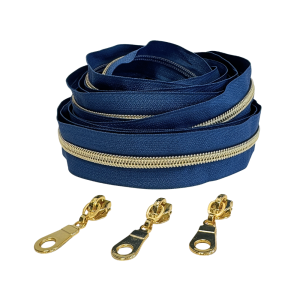 Blixtlås Metallic 6mm Denim Guld