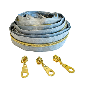 Blixtlås Metallic 6mm Dimblå Guld