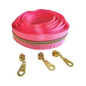 Blixtlås Metallic 6mm Hot Pink Guld