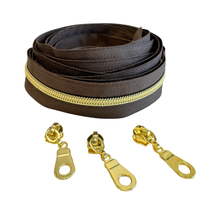 Blixtlås Metallic 6mm Mörkbrun Guld