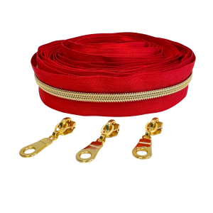 Blixtlås Metallic 6mm Röd Guld