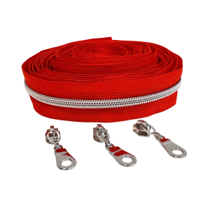 Blixtlås Metallic 6mm Röd Silver