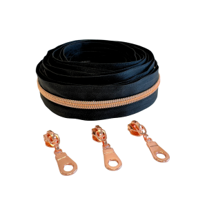 Blixtlås Metallic 6mm Svart Roséguld