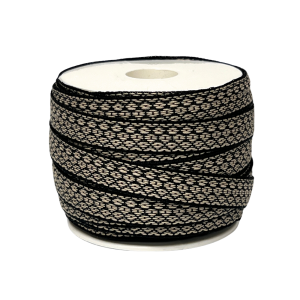 Bomullsband Gåsöga Svart Beige