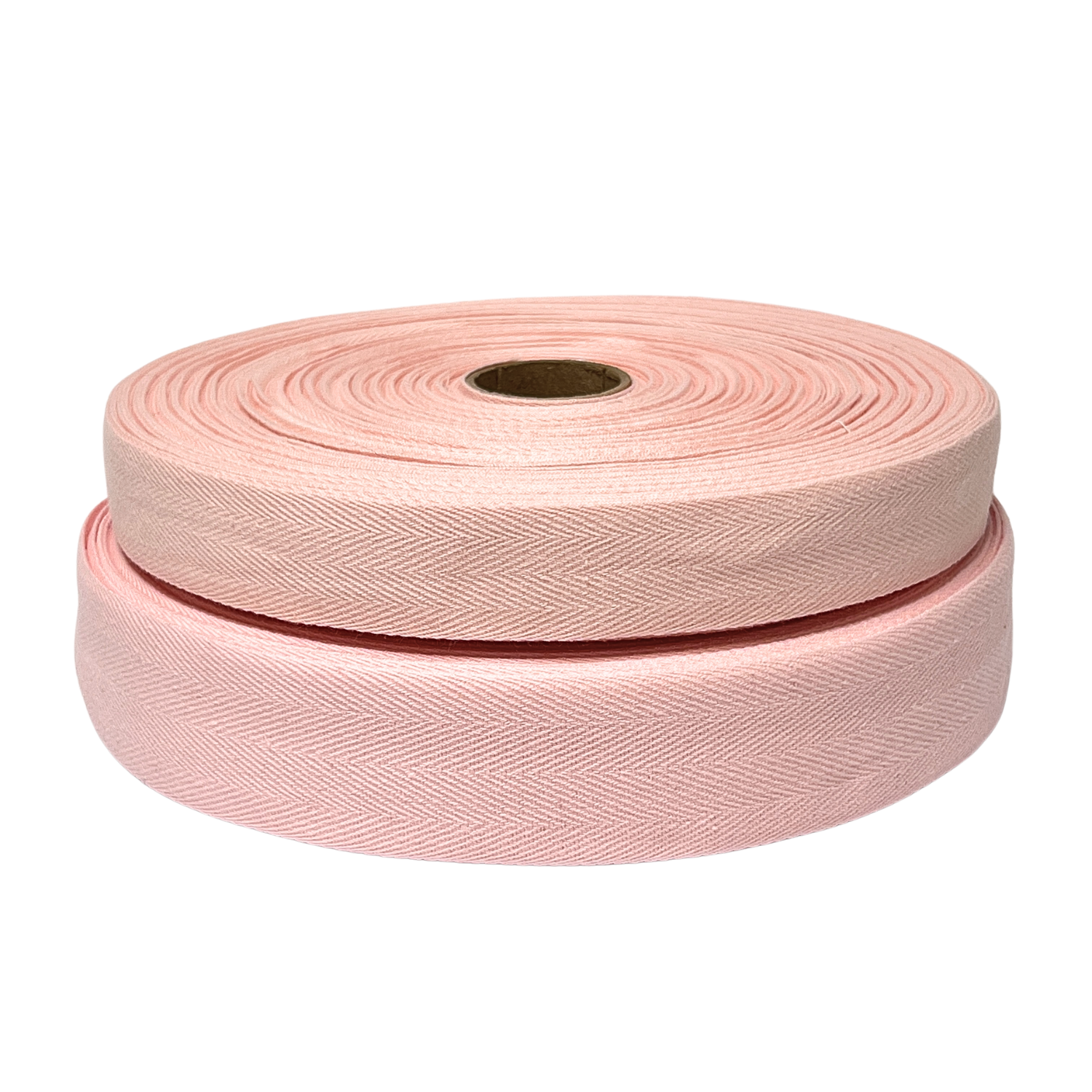 Bomullsband Herringbone Ljusrosa