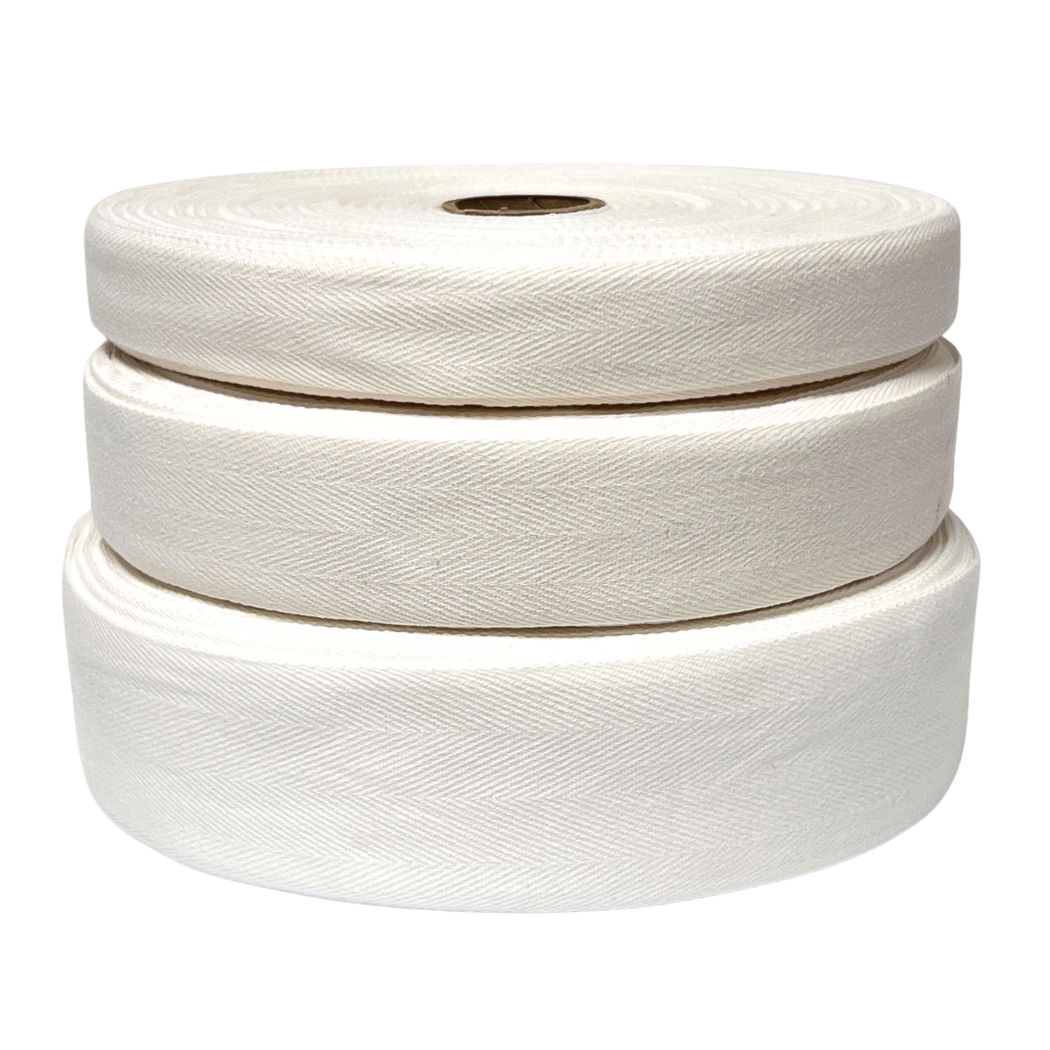 Bomullsband Herringbone Vit