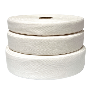 Bomullsband Herringbone Vit