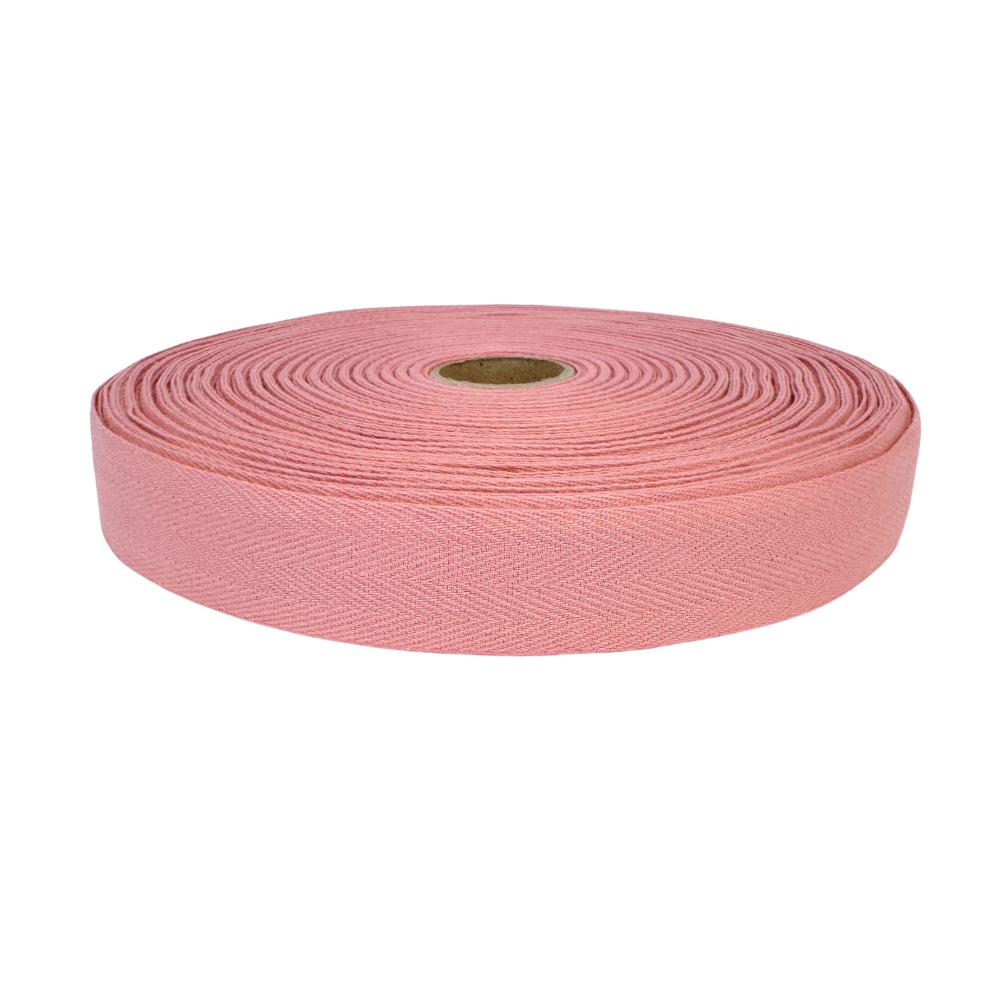 Bomullsband Herringbone Gammelrosa
