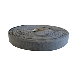 Bomullsband Herringbone Mörkgrå