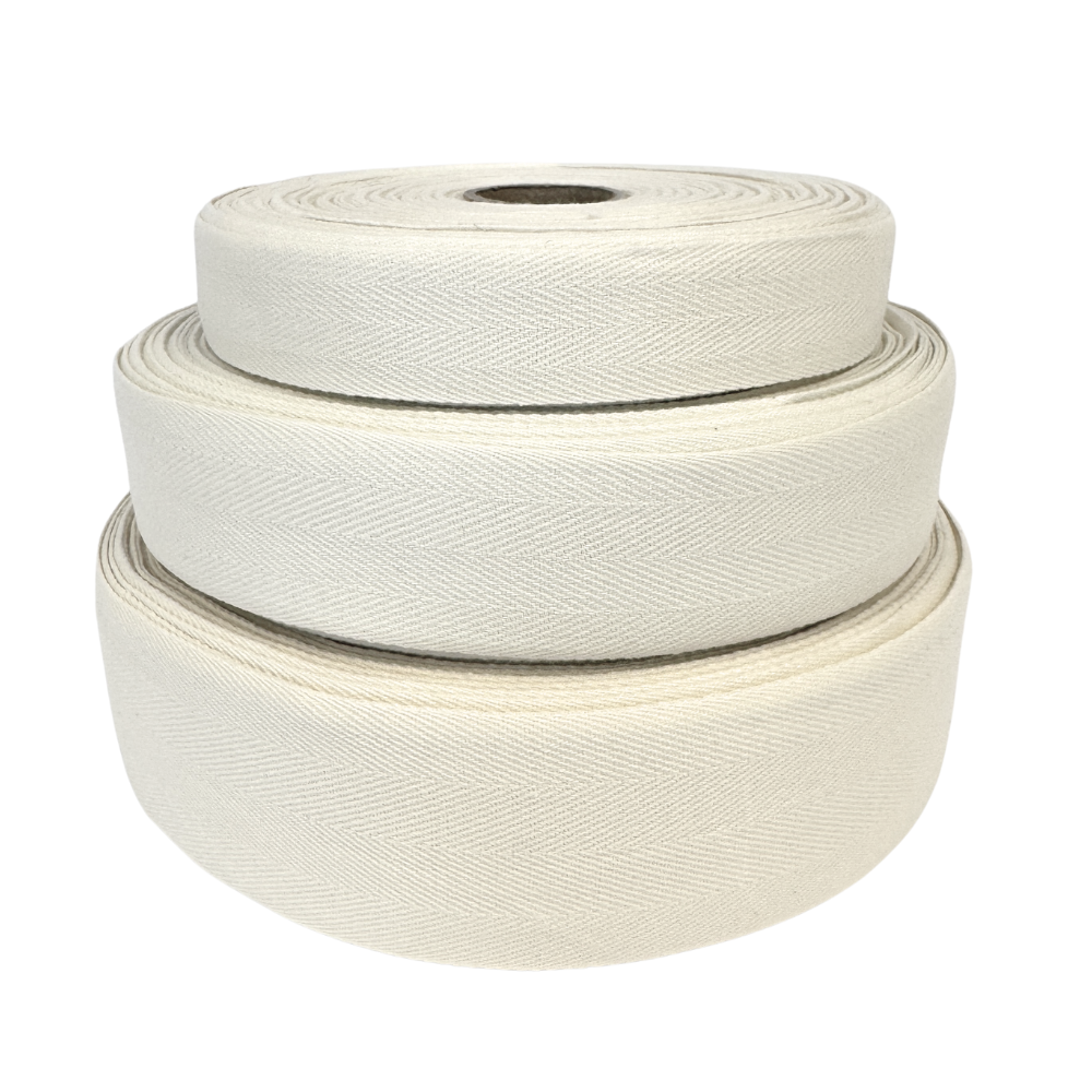 Bomullsband Herringbone Natur