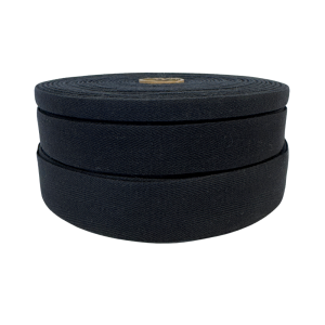 Bomullsband Herringbone Svart