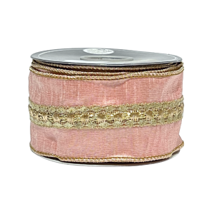 Dekorband Ståltråd Guldbrokad Antikrosa