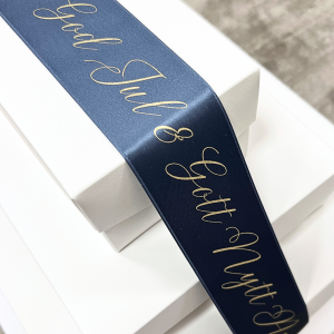 Satinband God Jul & Gott Nytt År Dimblå