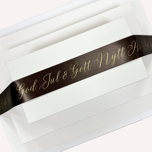 Satinband God Jul & Gott Nytt År Brun