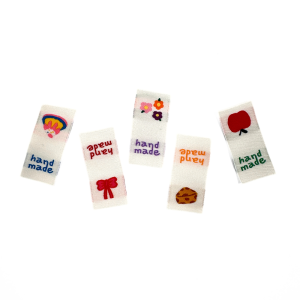 Etikett Brodyr Handmade Vit 5st
