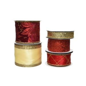 Dekorband Ståltråd Glittermix Röd Guld