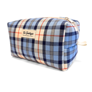 DIY-kit Make-Up Box Flanell Tartan Ljusblå