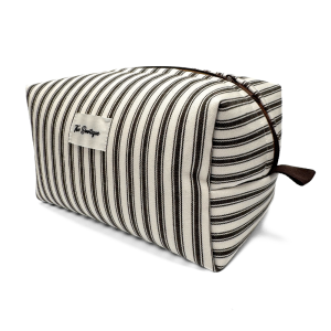 Tyg Ticking Stripe Mörkbrun