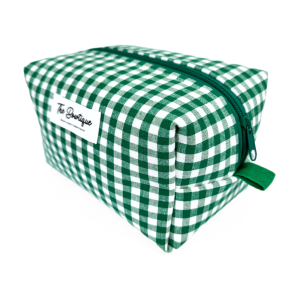 Necessär Make-Up Box Gingham Mörkgrön