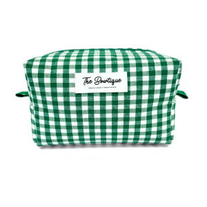 Necessär Make-Up Box Gingham Mörkgrön