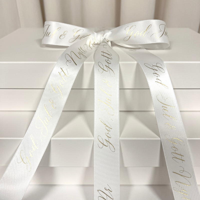 Satinband God Jul & Gott Nytt År Vit